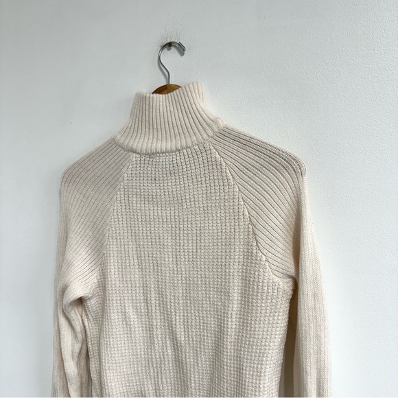 Neomondo Narvik rib wool sweater jumper quarter zip unisex cream - Picture 5 of 8